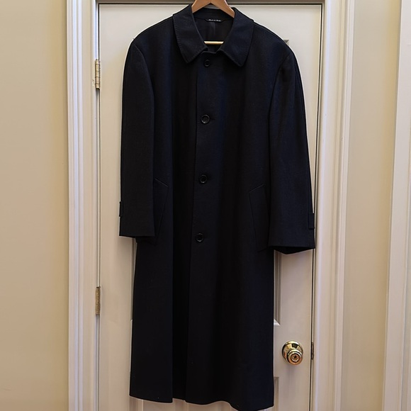 Canali Navy Blue Full Length Cashmere Wool Blend Overcoat Coat Sz50 US40R - Picture 7 of 16